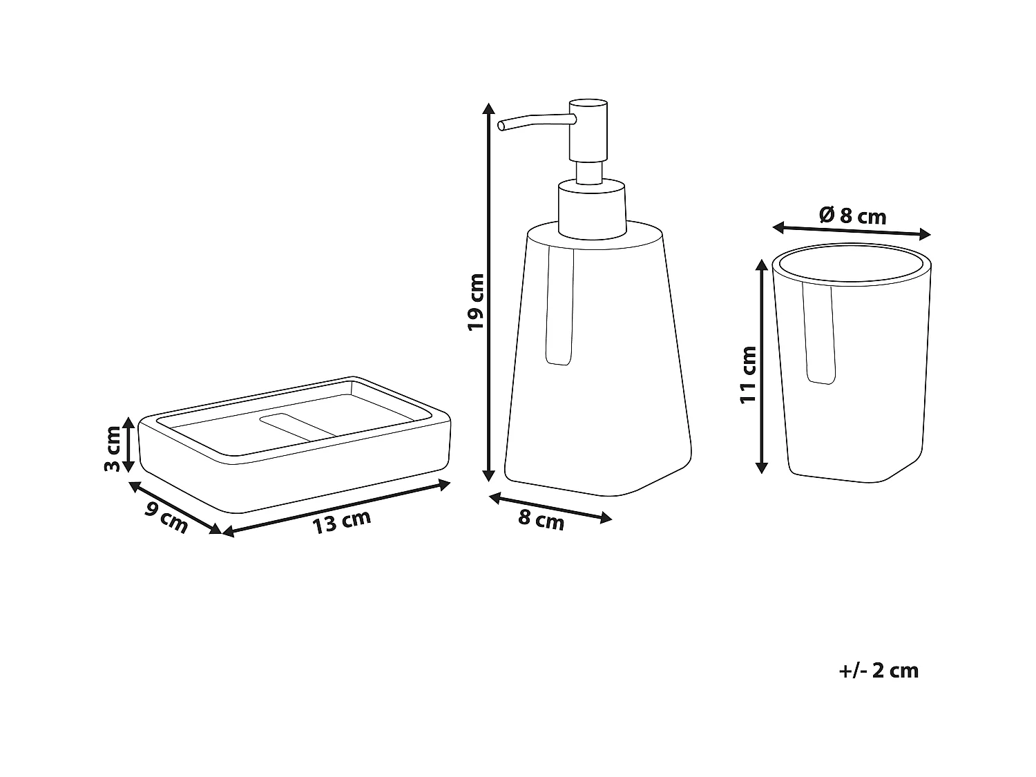 Conjunto de 3 acessórios para a casa de banho SONANA Cerâmica Creme claro