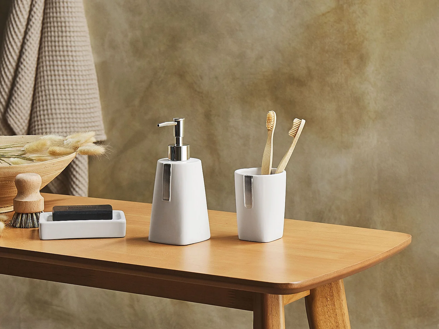 3-delige badkameraccessoireset SONANA Keramiek Lichtbeige