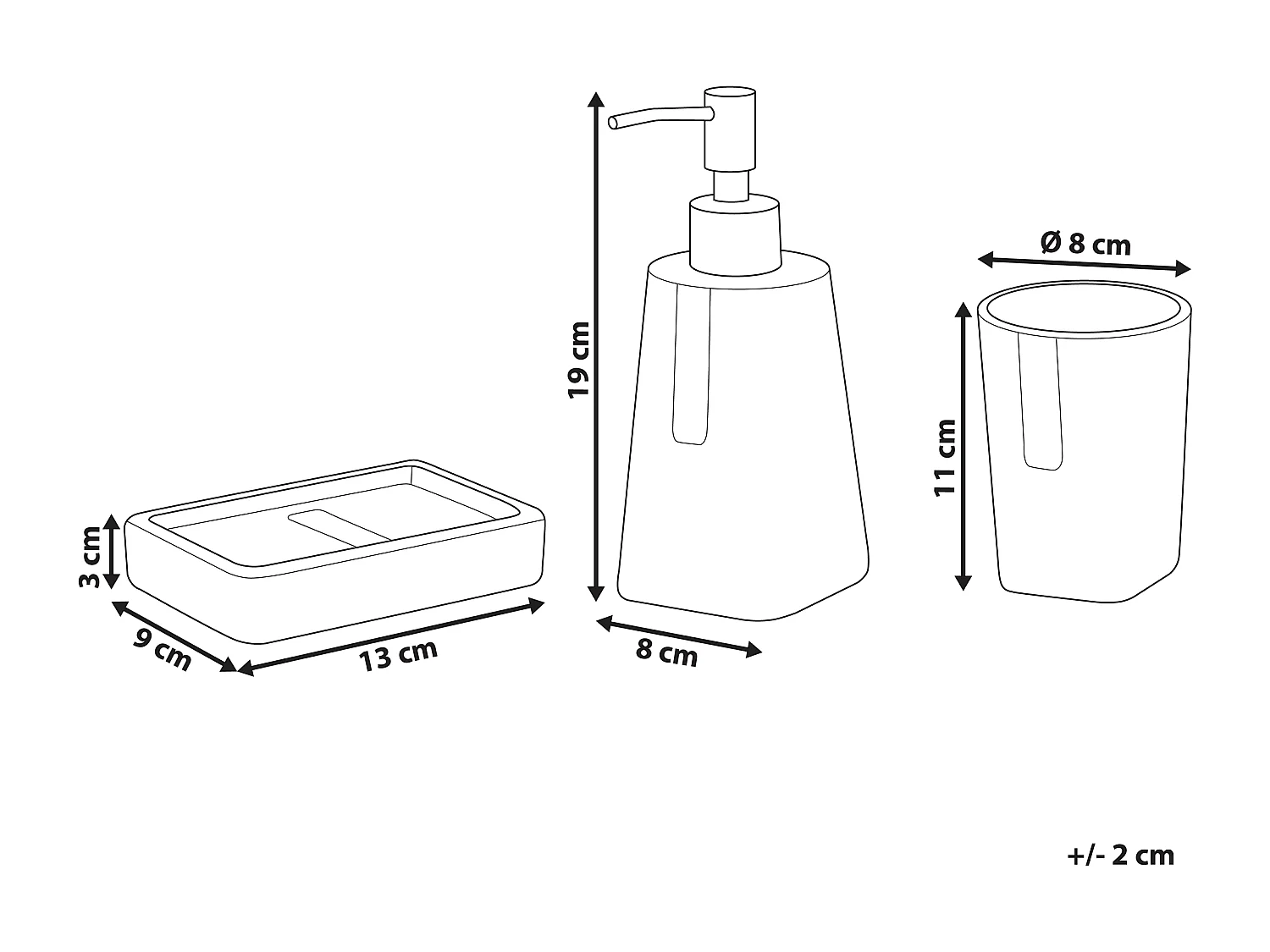 Conjunto de 3 accesorios de baño SONANA Cerámica Beige claro