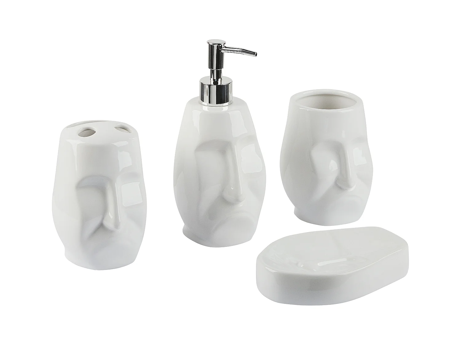 Set de 4 accessoires de salle de bain BARINAS Céramique Blanc