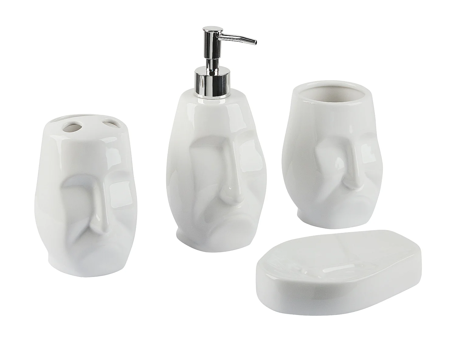Set de 4 accessoires de salle de bain BARINAS Céramique Blanc