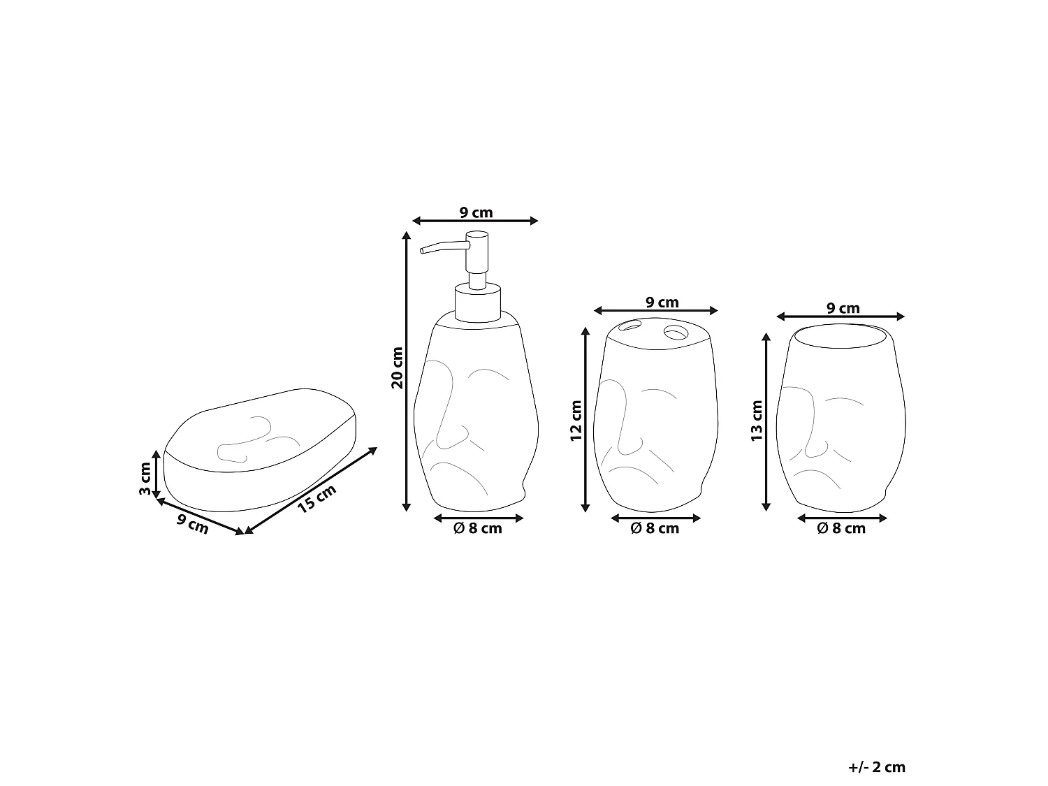 Set de 4 accessoires de salle de bain BARINAS Céramique Blanc