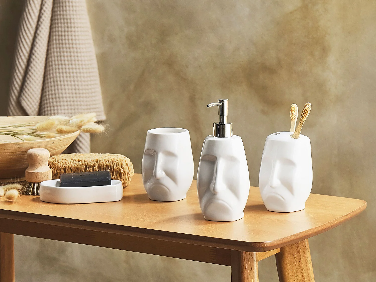 Conjunto de 4 accesorios de baño BARINAS Cerámica Blanco