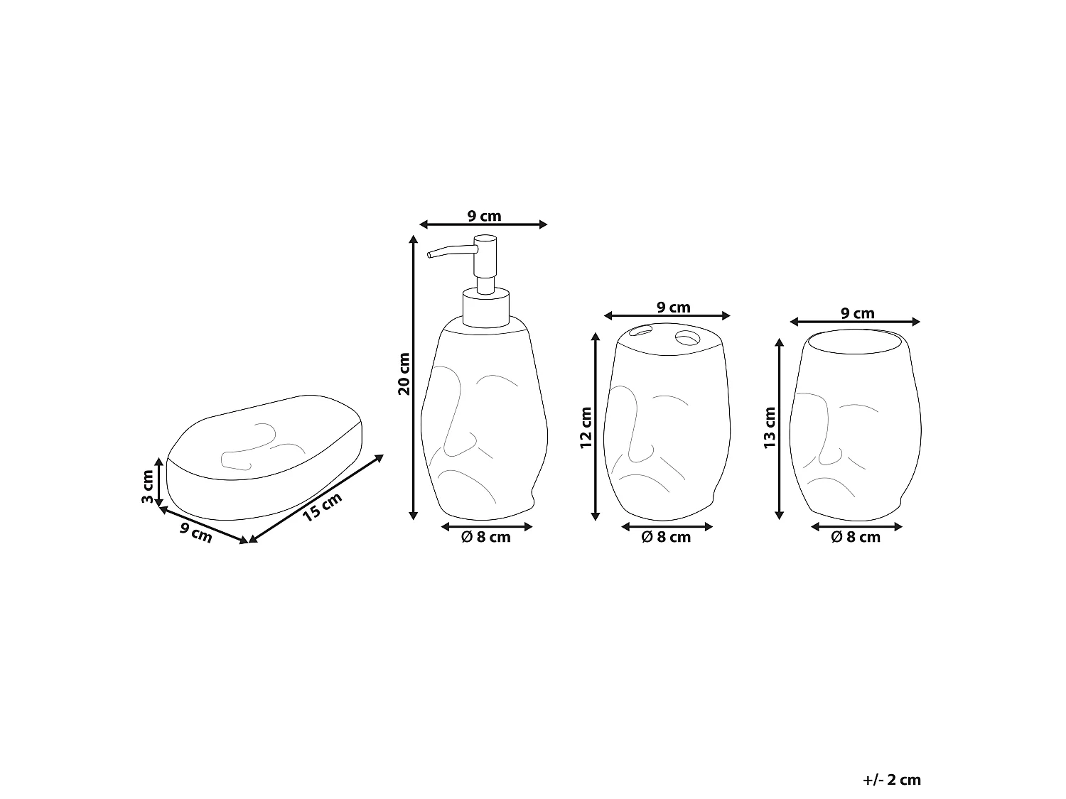 Conjunto de 4 acessórios para a casa de banho BARINAS Cerâmica Branco