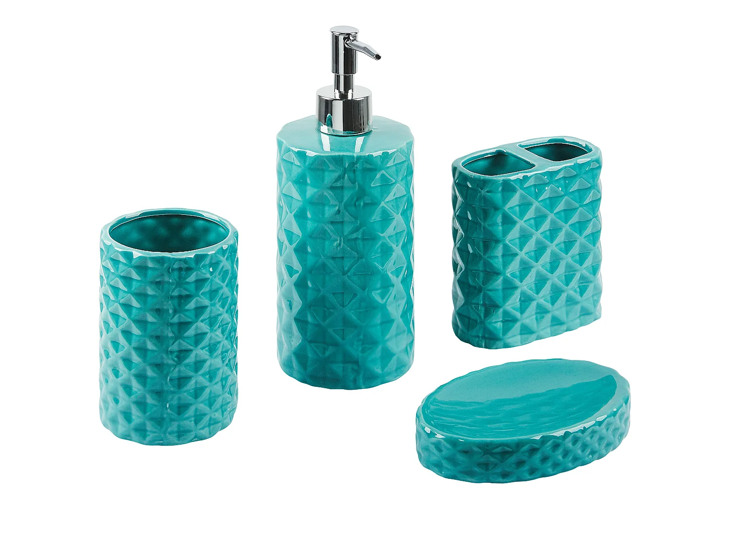 Set de 4 accessoires de salle de bain GUATIRE Céramique Turquoise