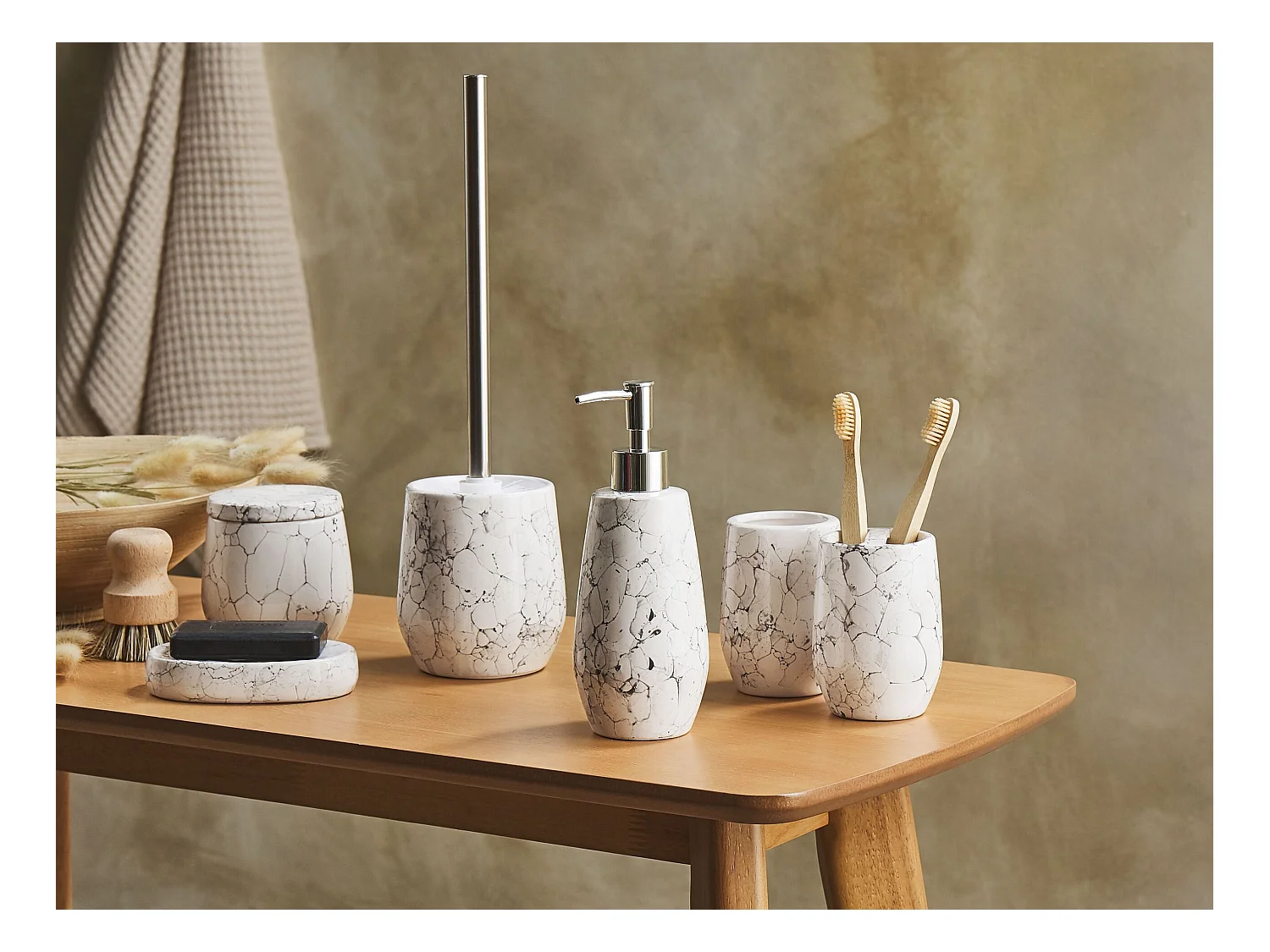 Conjunto de 6 accesorios de baño CALLELA Cerámica Blanco