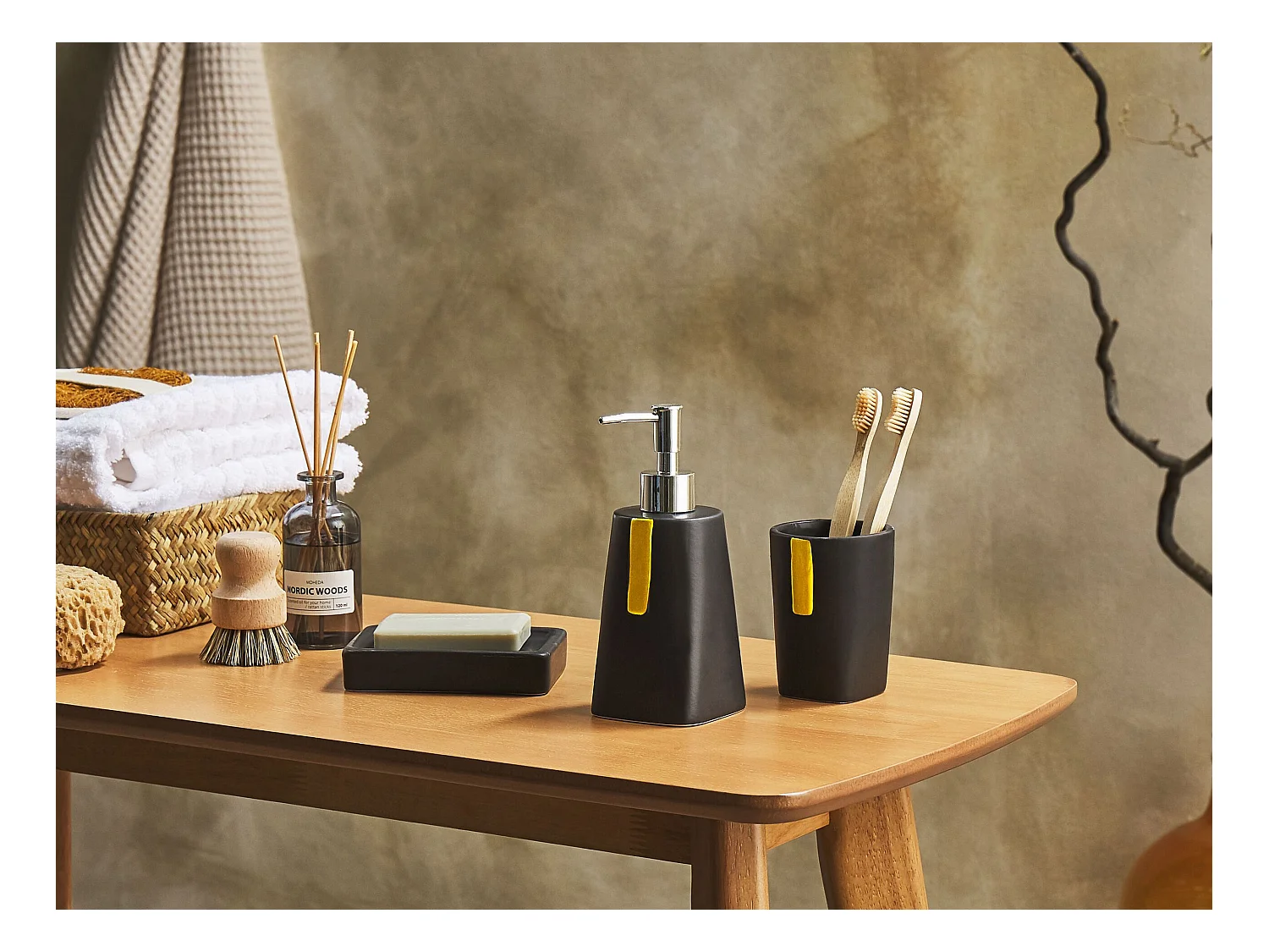 Set da 3 accessori per il bagno SONANA Ceramica Nero