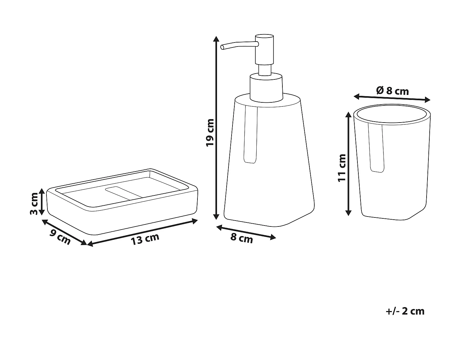 Set da 3 accessori per il bagno SONANA Ceramica Nero