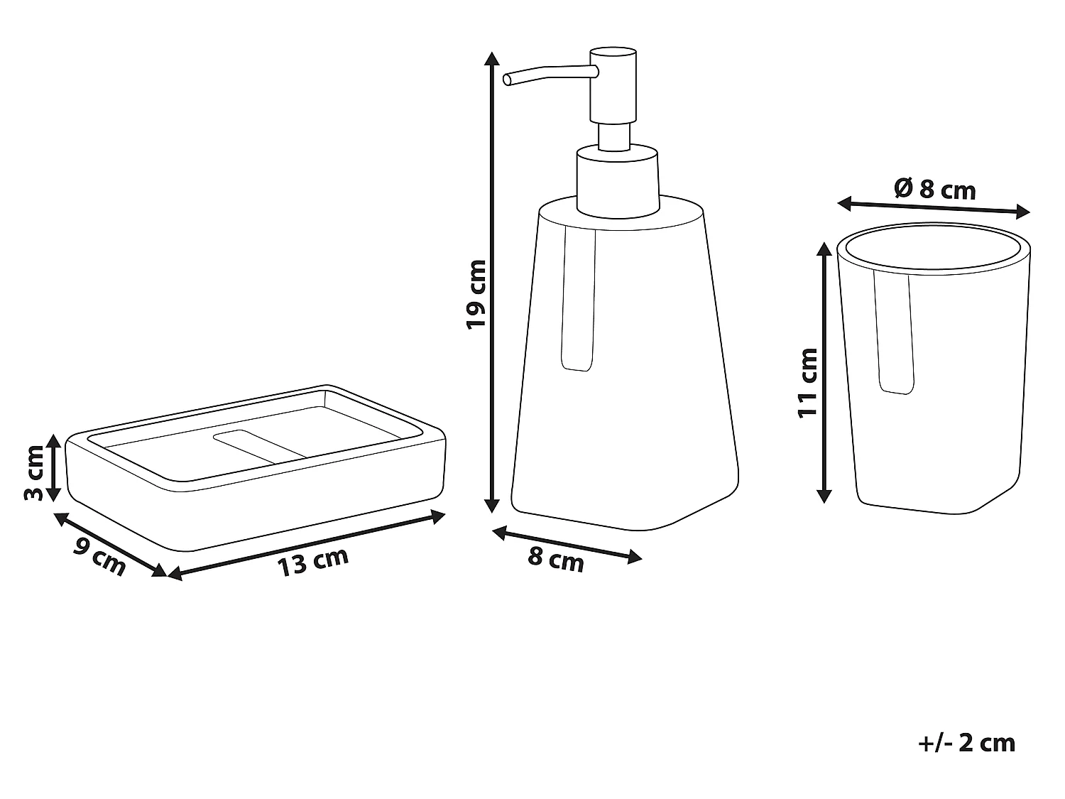 Set de 3 accessoires de salle de bain SONANA Céramique Noir