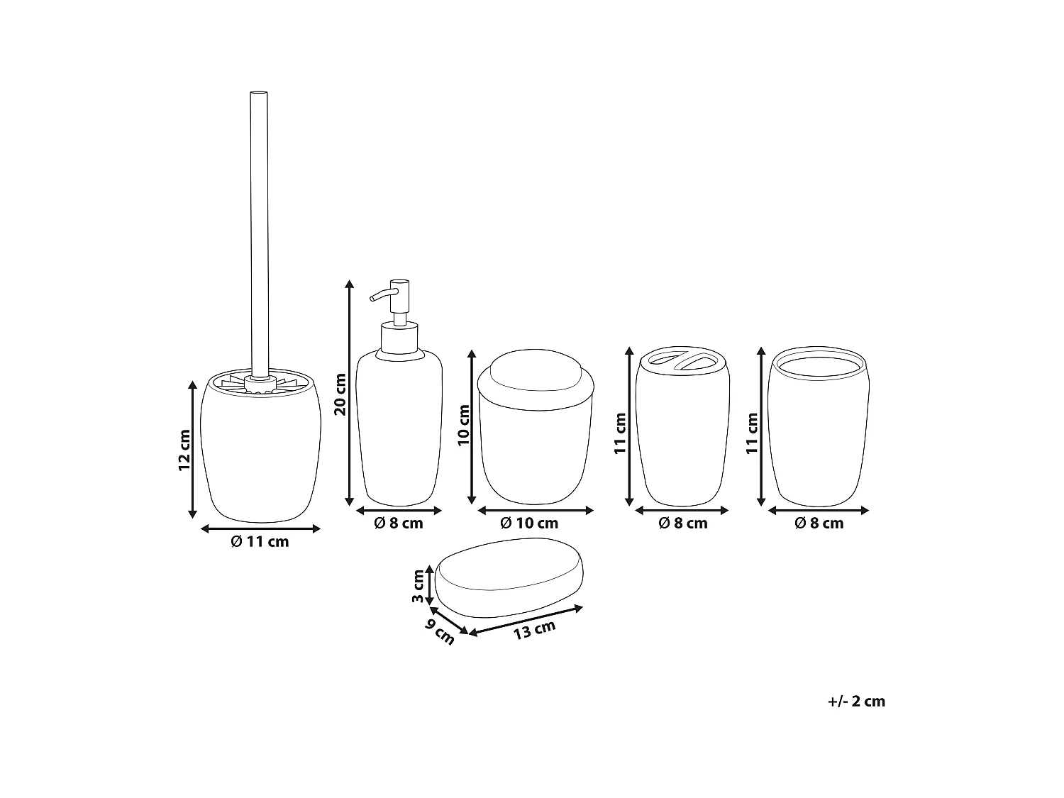 Conjunto de 6 accesorios de baño PALMILLA Cerámica Blanco crema