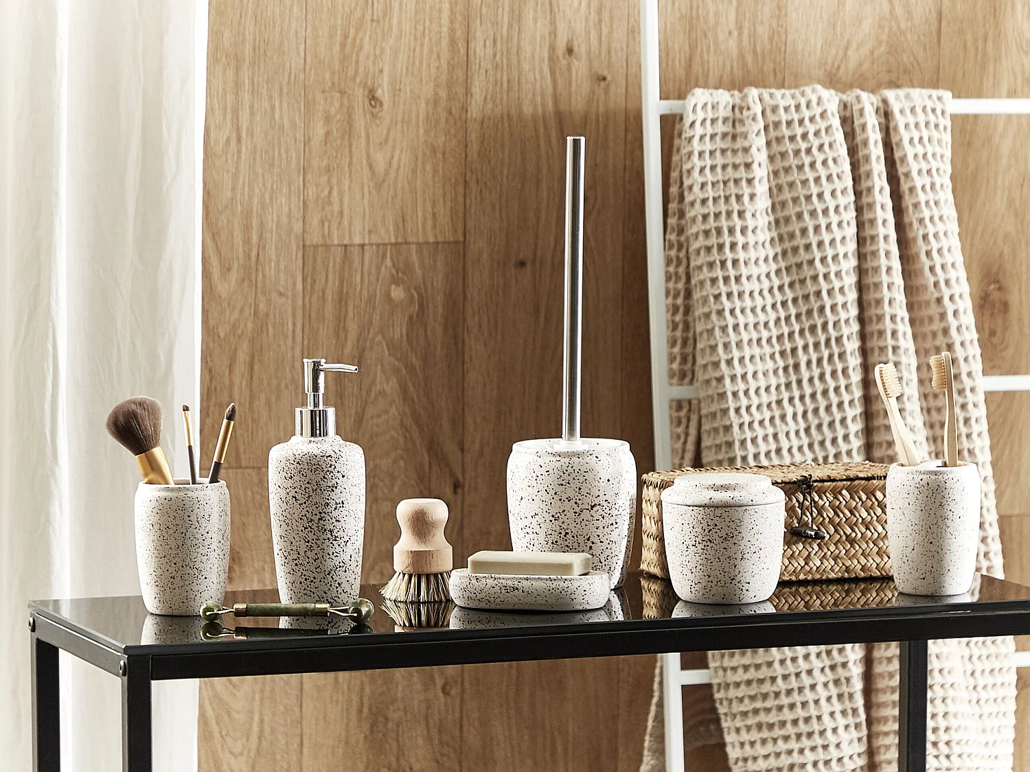 6-delige badkameraccessoireset PALMILLA Keramiek Gebroken wit