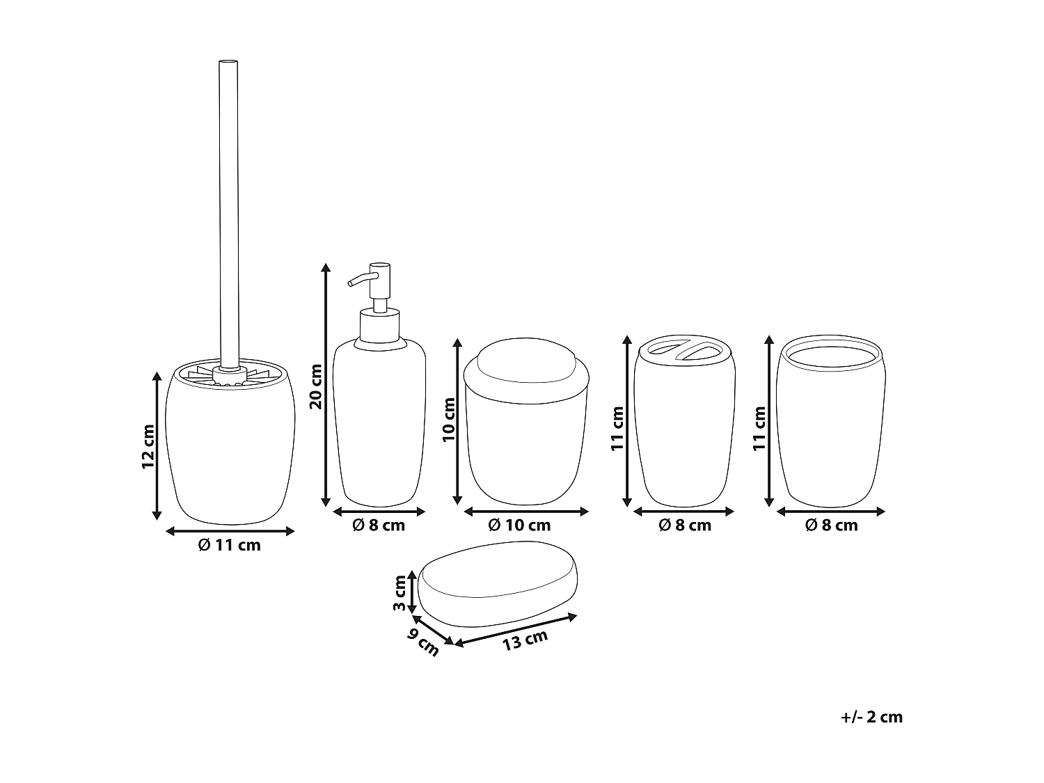 Set da 6 accessori per il bagno PALMILLA Ceramica Bianco sporco