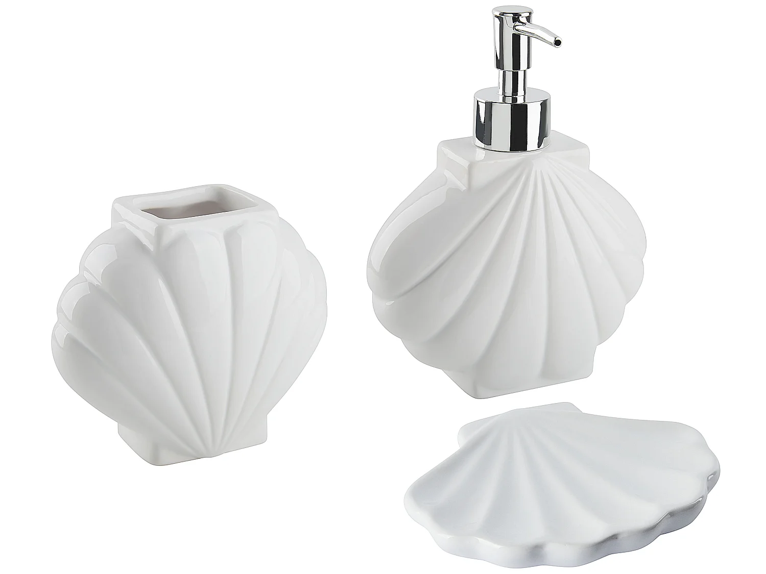 Conjunto de 3 accesorios de baño SHELL Cerámica Blanco