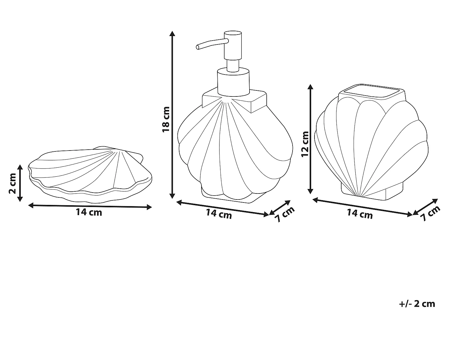Conjunto de 3 accesorios de baño SHELL Cerámica Blanco