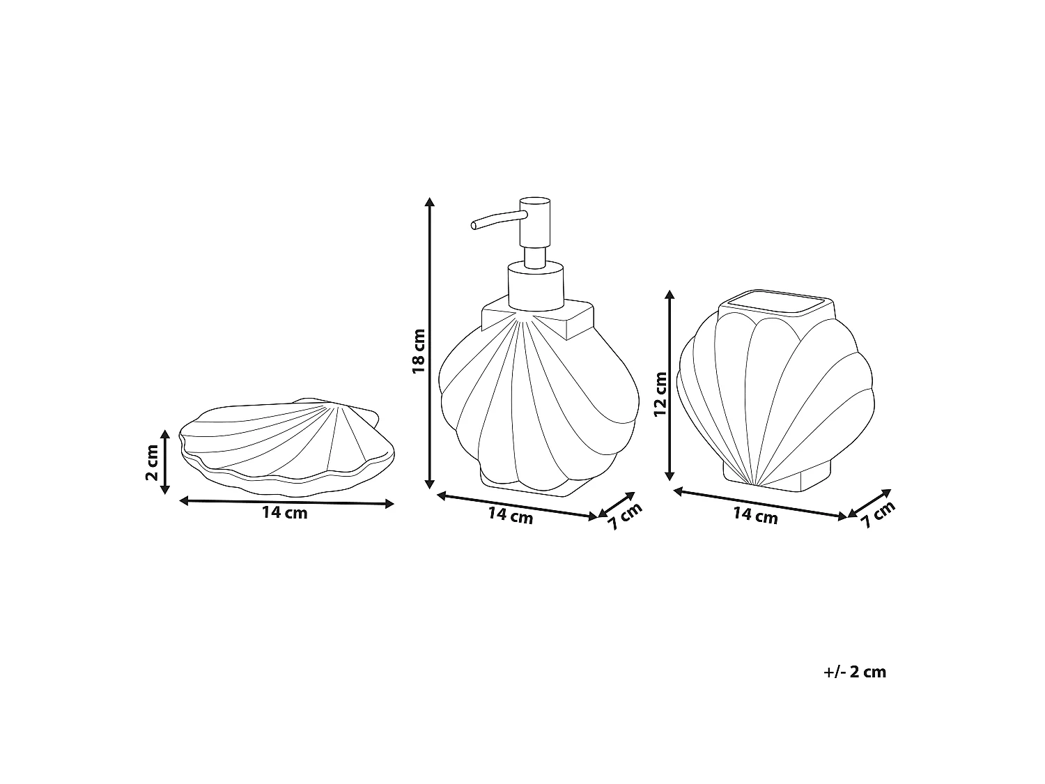 Set de 3 accessoires de salle de bain SHELL Céramique Blanc