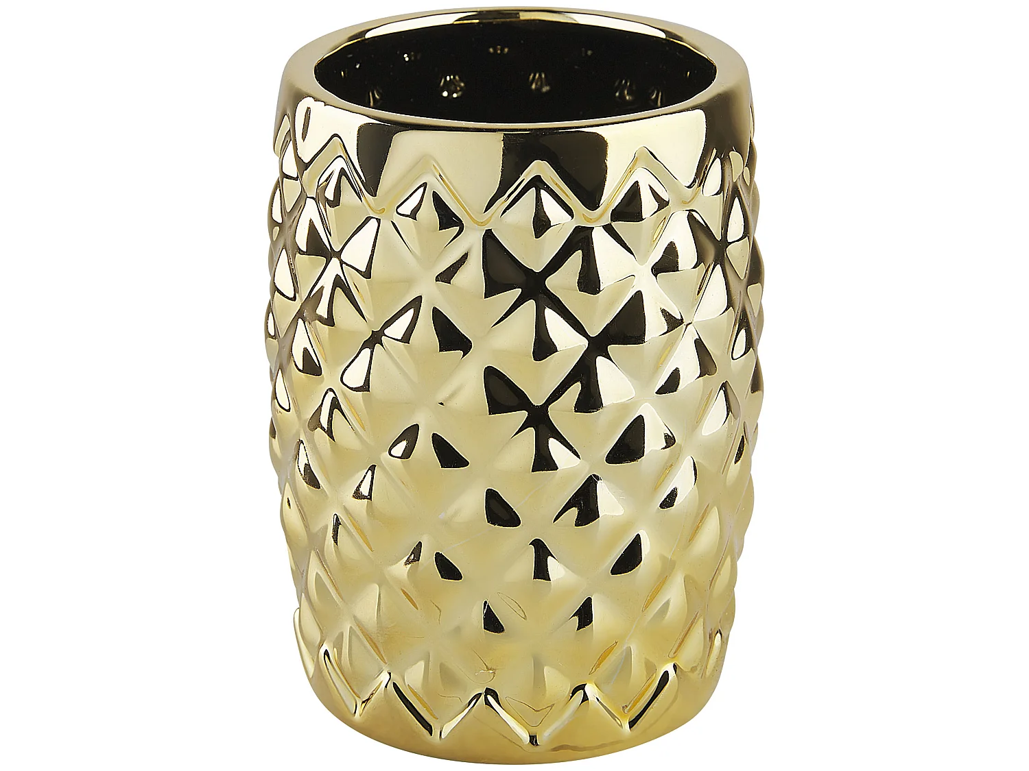 Lot de 3 accessoires de salle de bains en céramique dorée ANACO