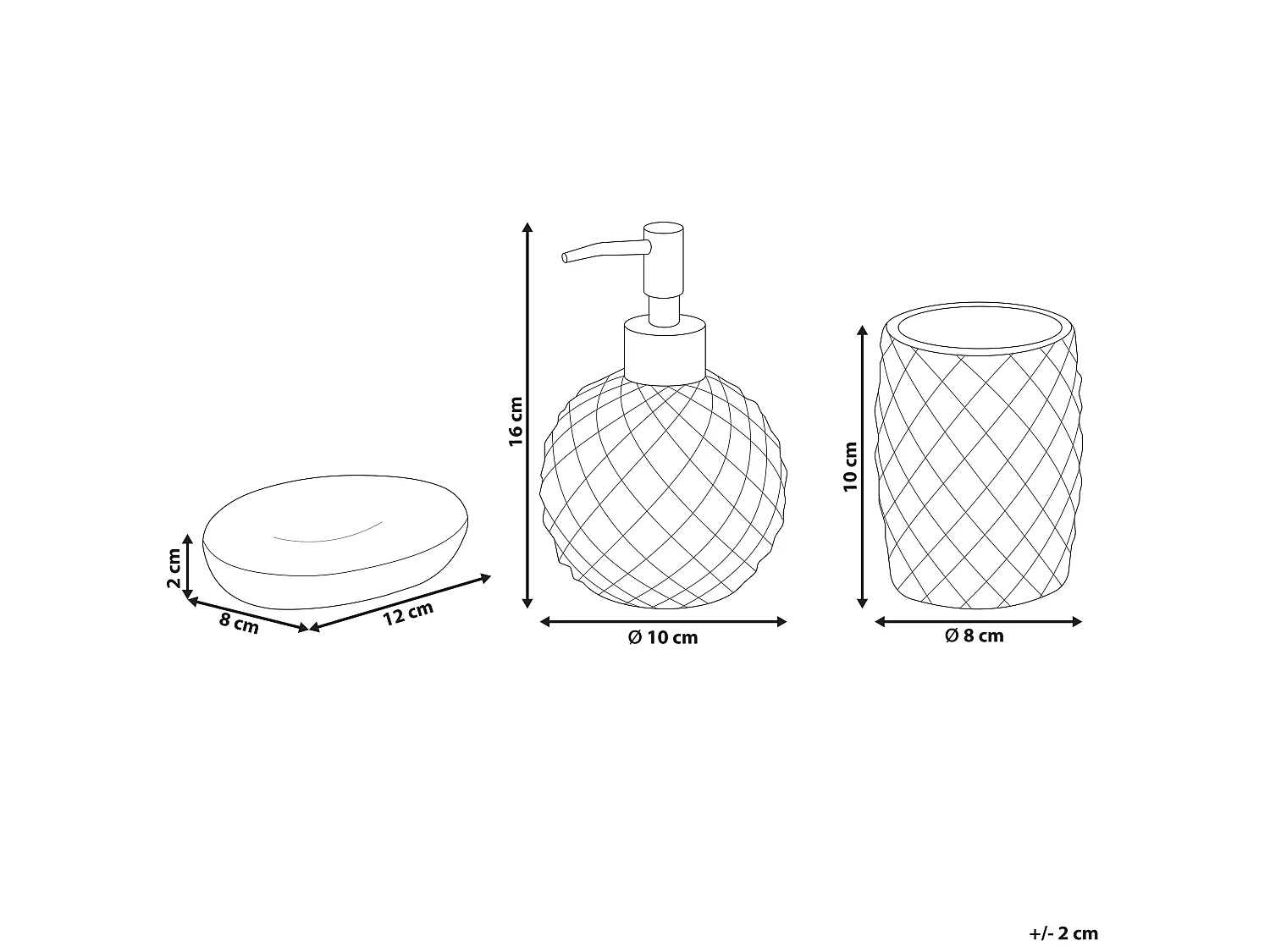 Lot de 3 accessoires de salle de bains en céramique dorée ANACO