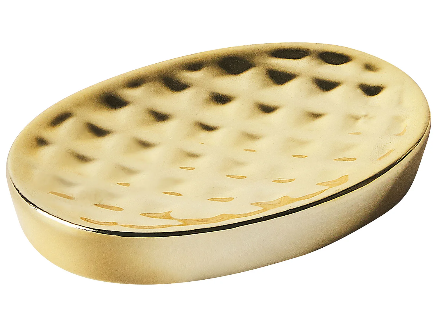 Lot de 3 accessoires de salle de bains en céramique dorée ANACO