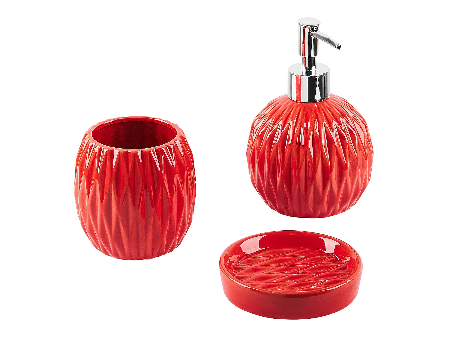 Conjunto de 3 acessórios para a casa de banho BELEM Cerâmica Vermelho