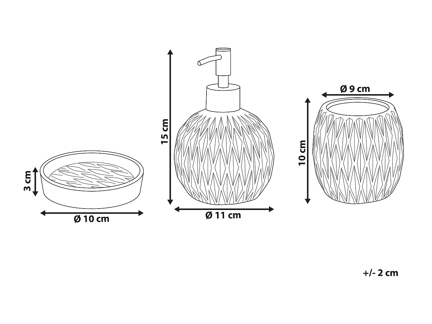 Conjunto de 3 accesorios de baño BELEM Cerámica Rojo