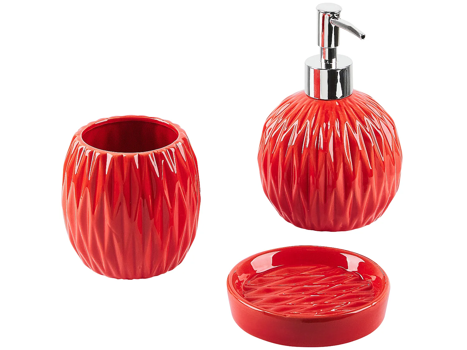 Set de 3 accessoires de salle de bain BELEM Céramique Rouge