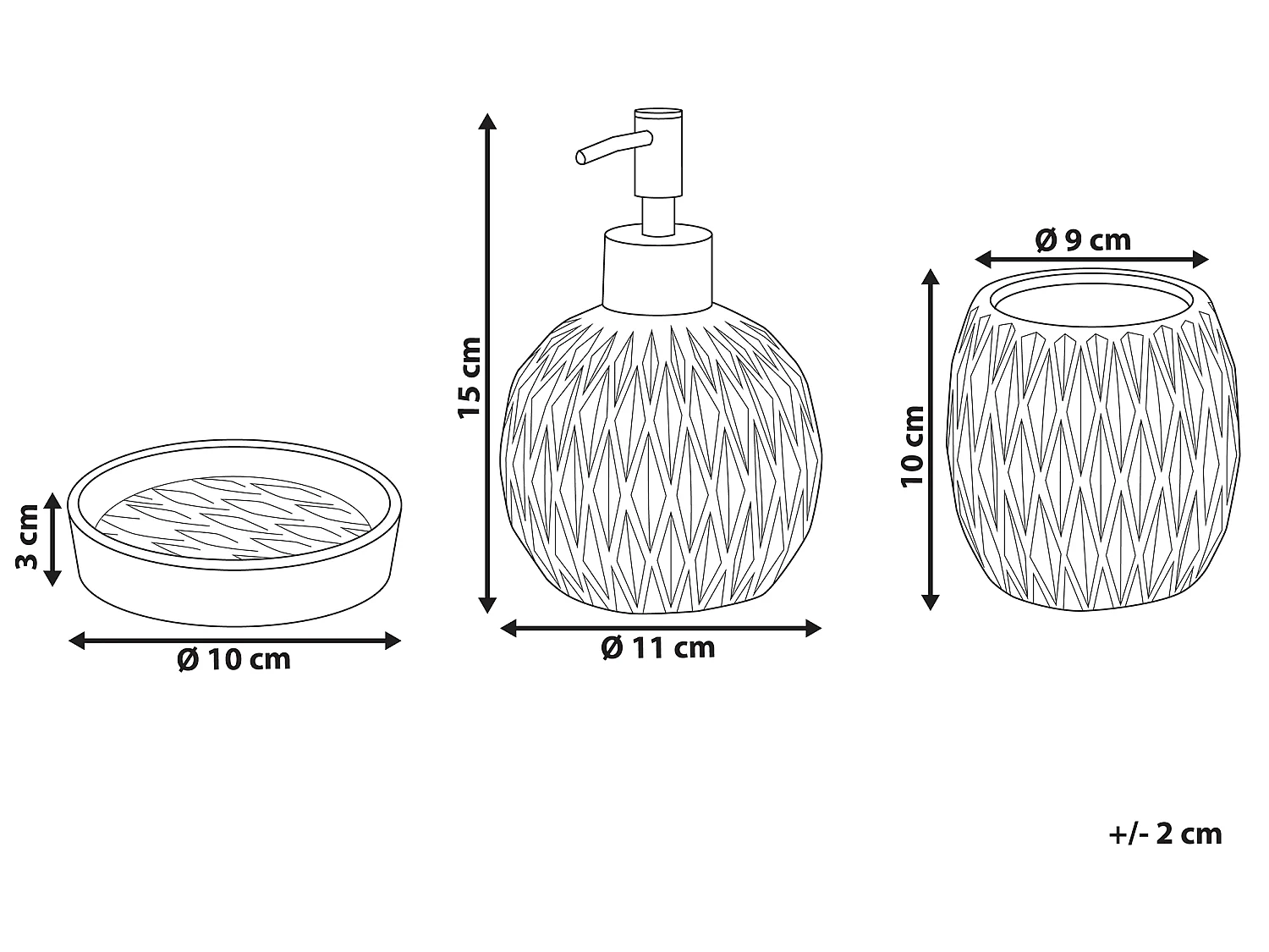 Set de 3 accessoires de salle de bain BELEM Céramique Rouge