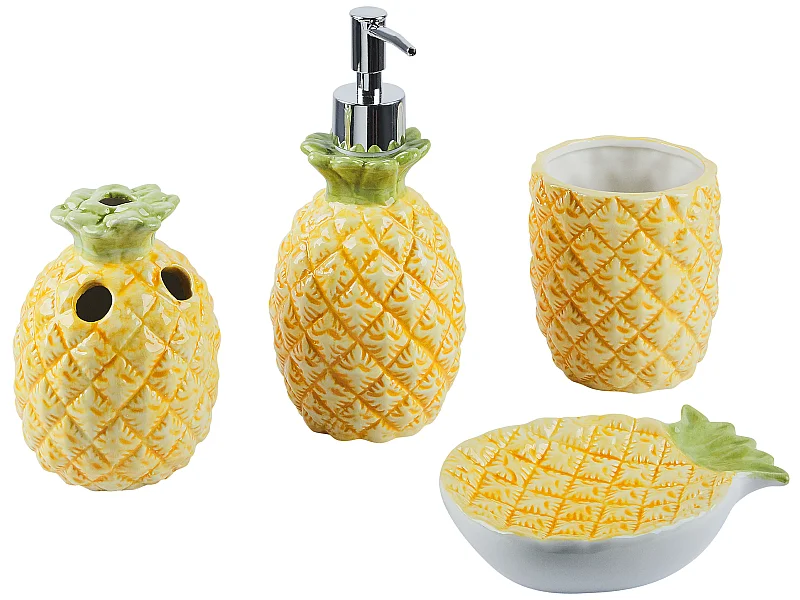 4-delige badkameraccessoireset MAICAO Keramiek Geel