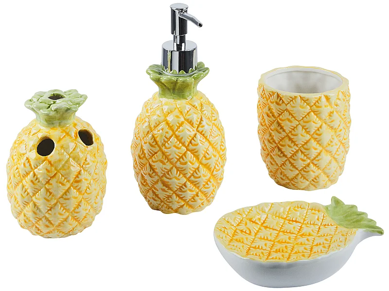 Set de 4 accessoires de salle de bain MAICAO Céramique Jaune