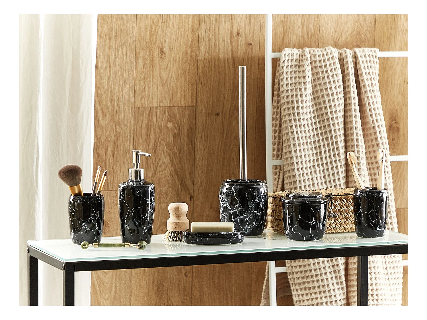 Set da 6 accessori per il bagno PALMILLA Ceramica Nero