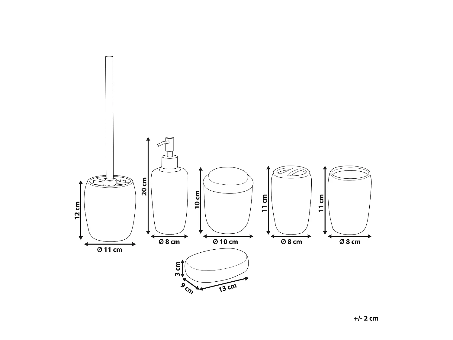 Set da 6 accessori per il bagno PALMILLA Ceramica Nero