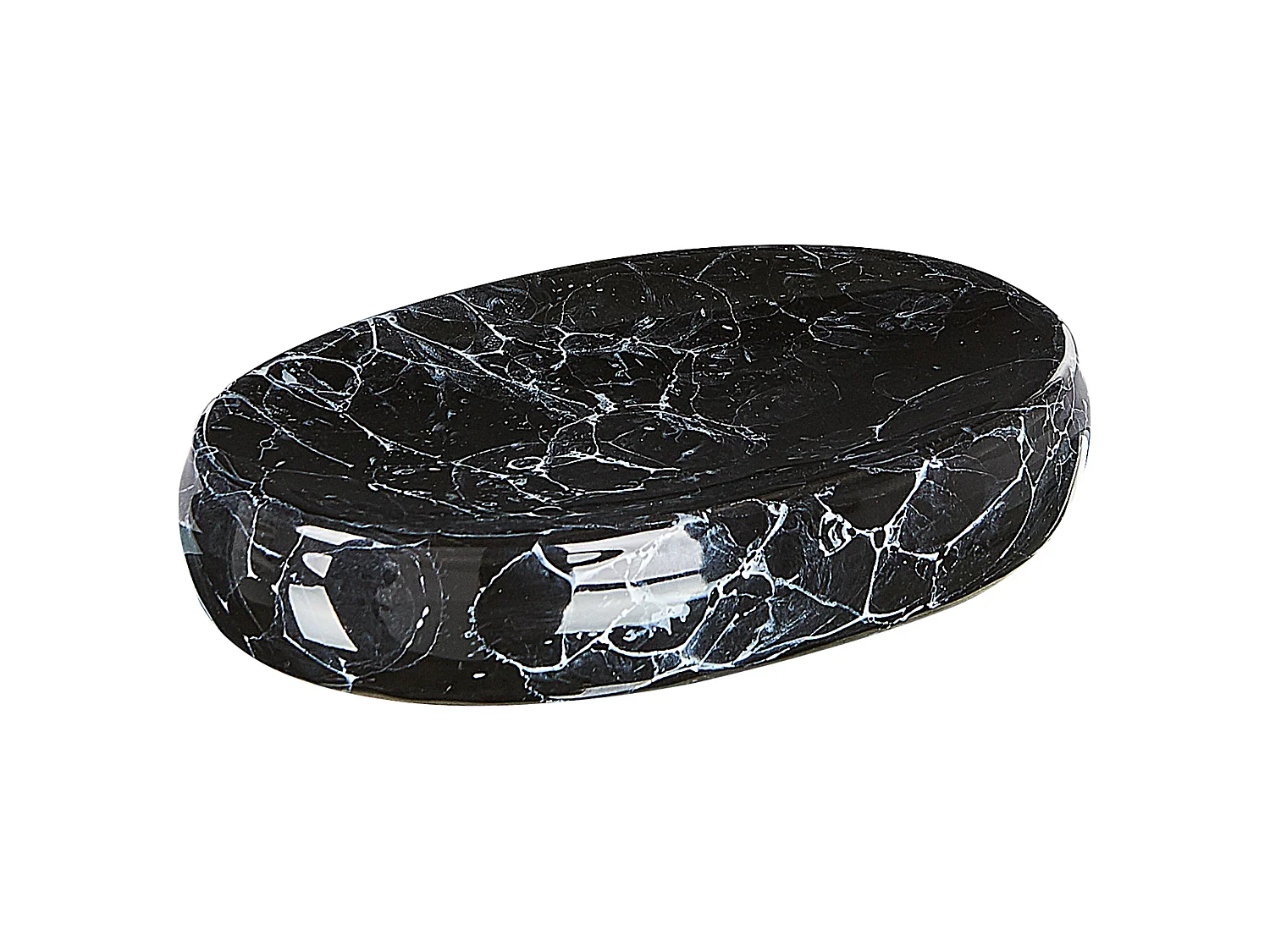 Badezimmer Set schwarz 6-teilig Naturstein Dolomit mit Terrazzo Optik Palmilla