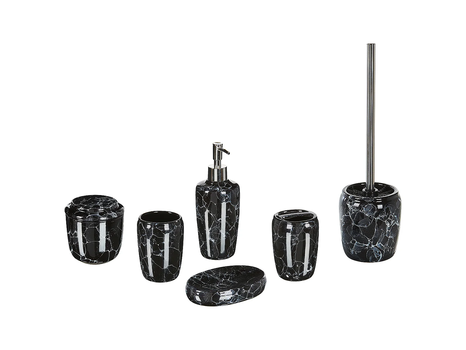 Conjunto de 6 accesorios de baño PALMILLA Cerámica Negro