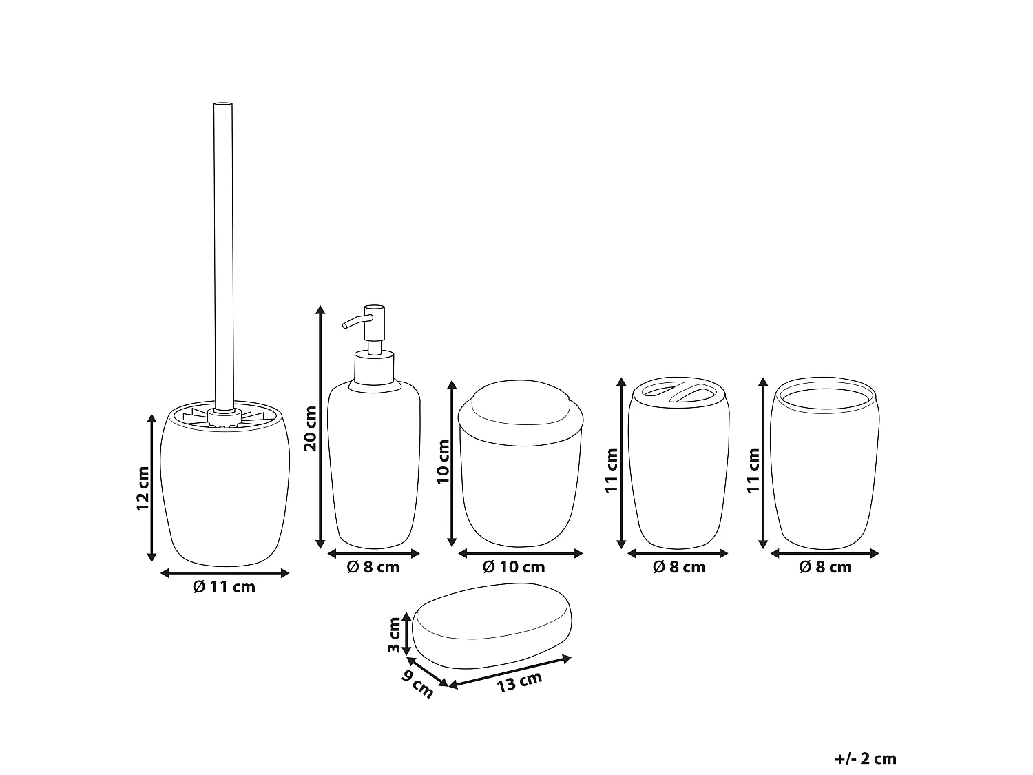 Conjunto de 6 accesorios de baño PALMILLA Cerámica Negro