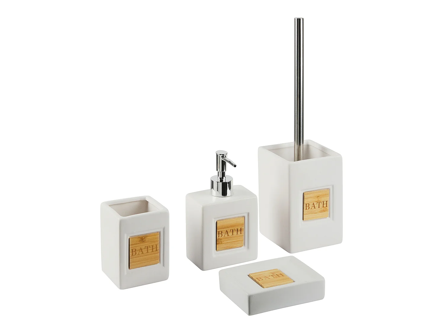 Set de 4 accessoires de salle de bain KOUROU Céramique Beige