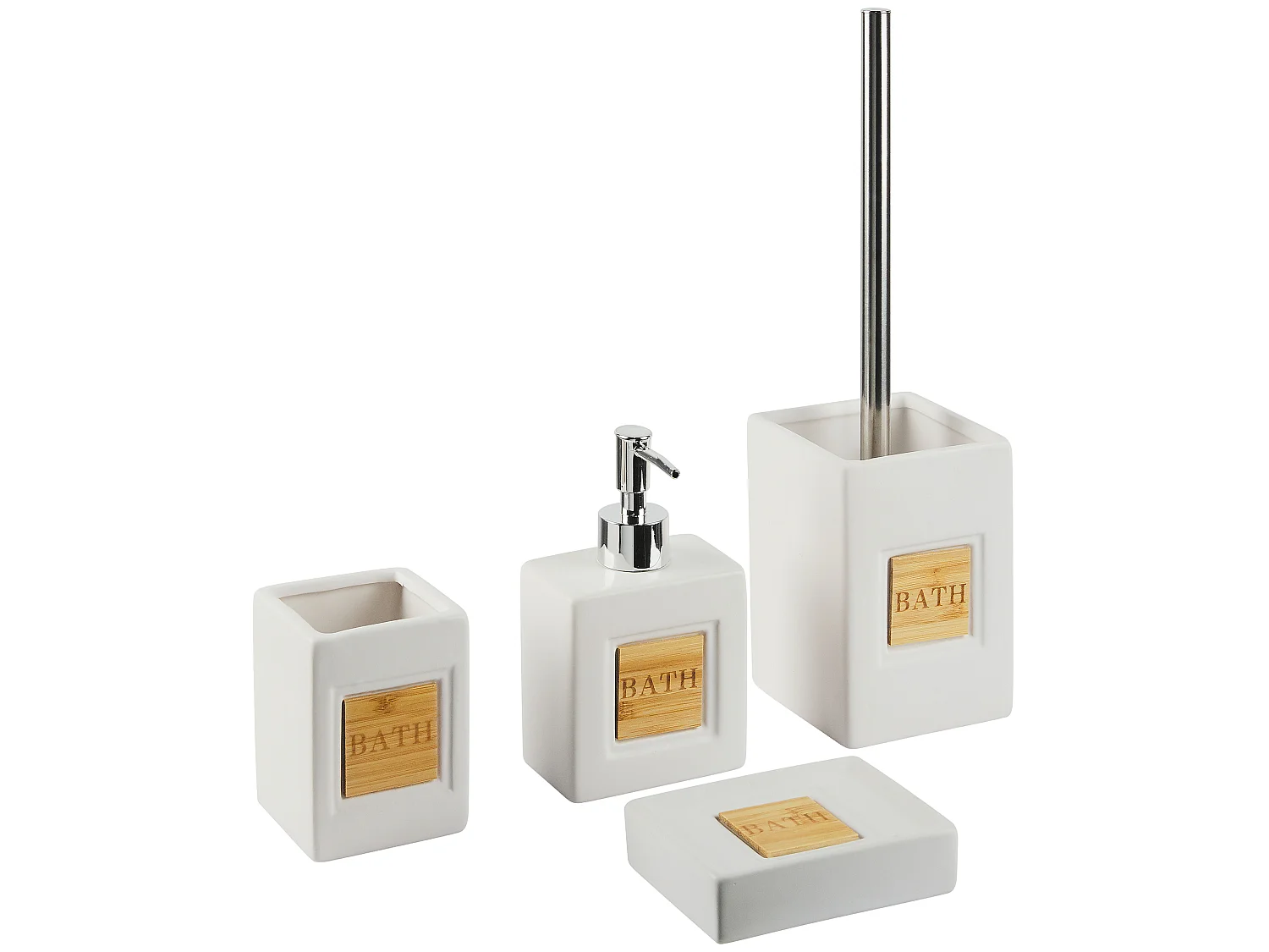 Set de 4 accessoires de salle de bain KOUROU Céramique Beige