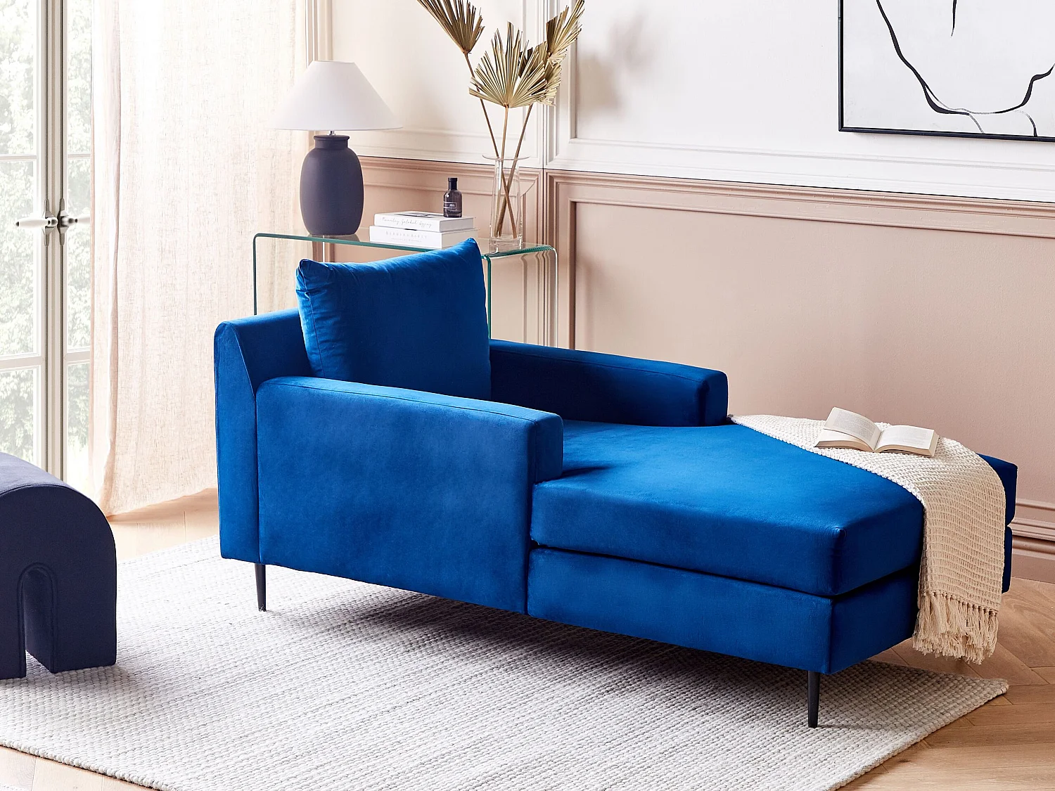 Chaise longue GUERET Velours Bleu marine