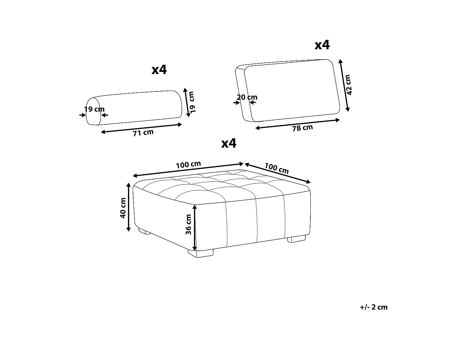 Modułowy komplet wypoczynkowy TIBRO Różowy dla 4 osób