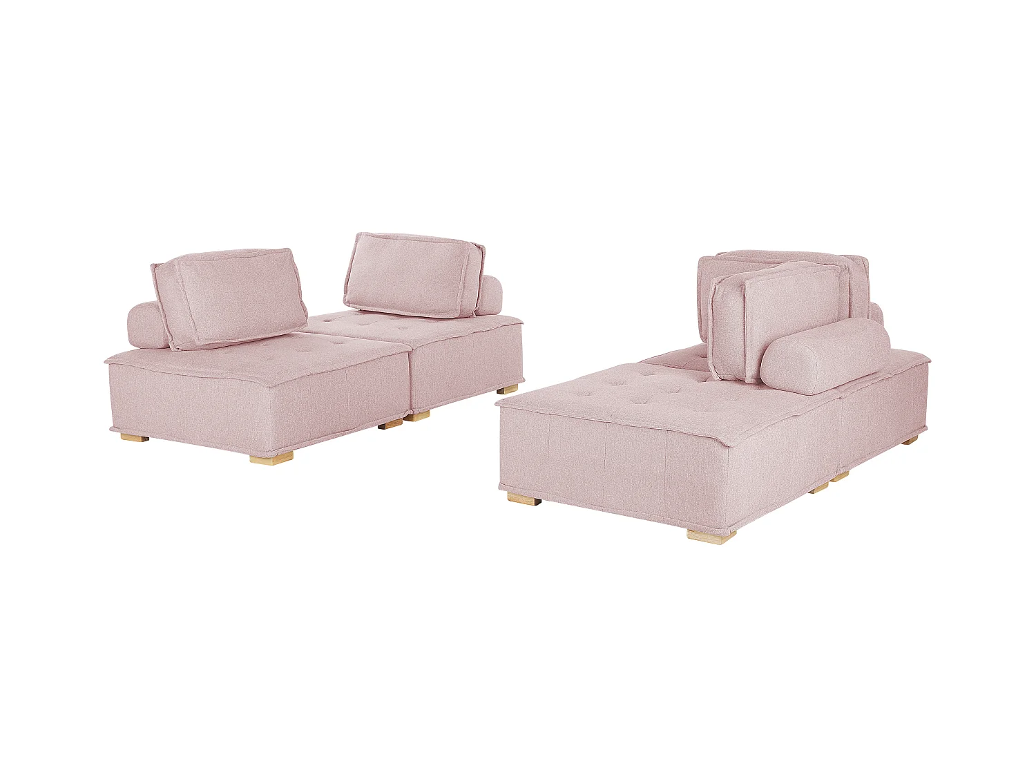Ensemble de salon modulable 4 places TIBRO Tissu Rose