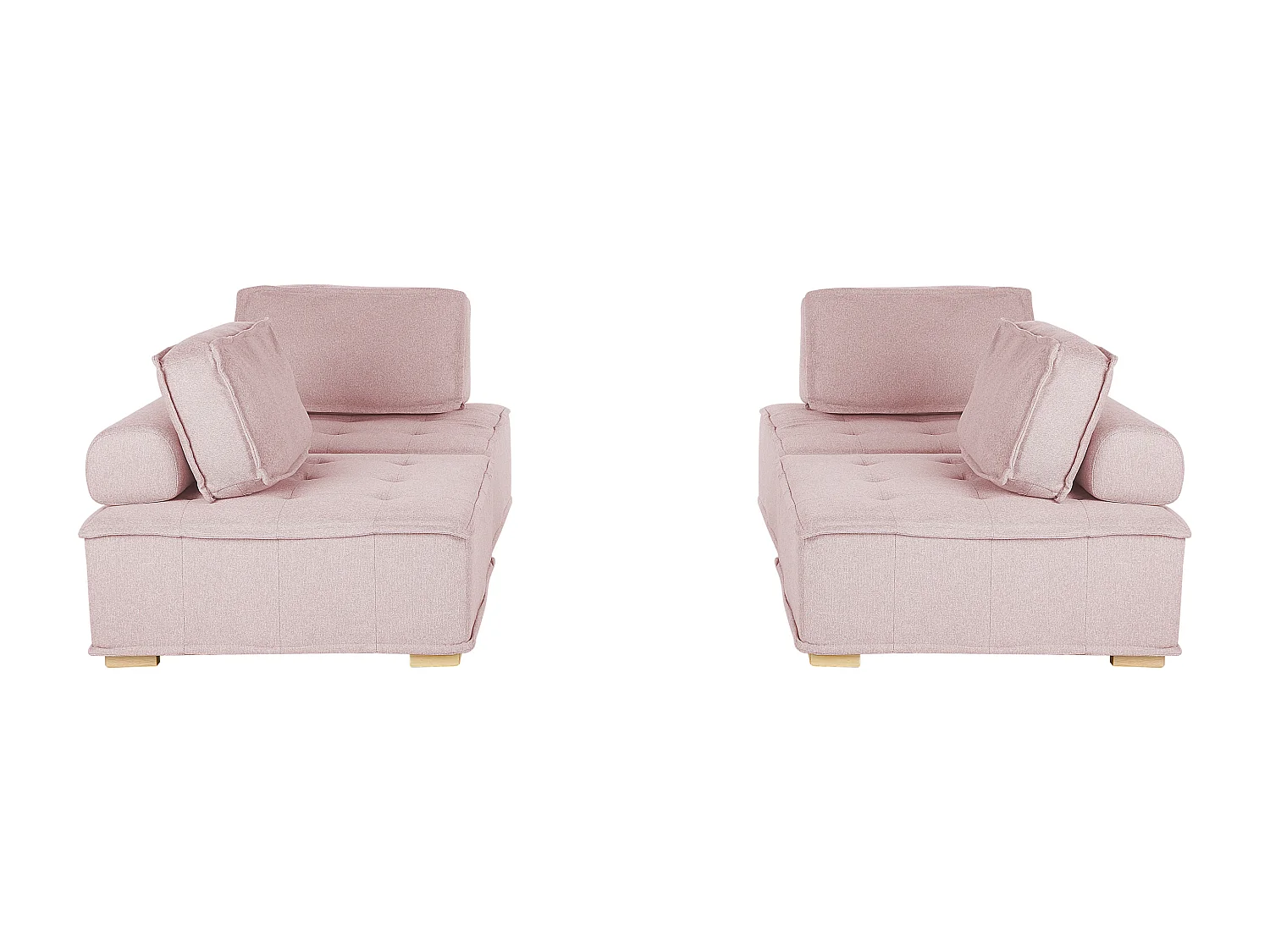 Modulares Sofa Set Polsterbezug rosa zwei 2-Sitzer-Sofas mit Kissen Modern Tibro