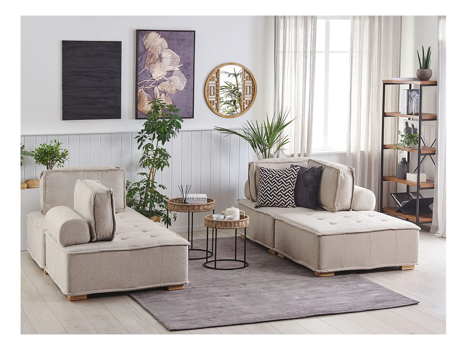 Modulaire bankenset TIBRO Stof Lichtbeige 4-zitter