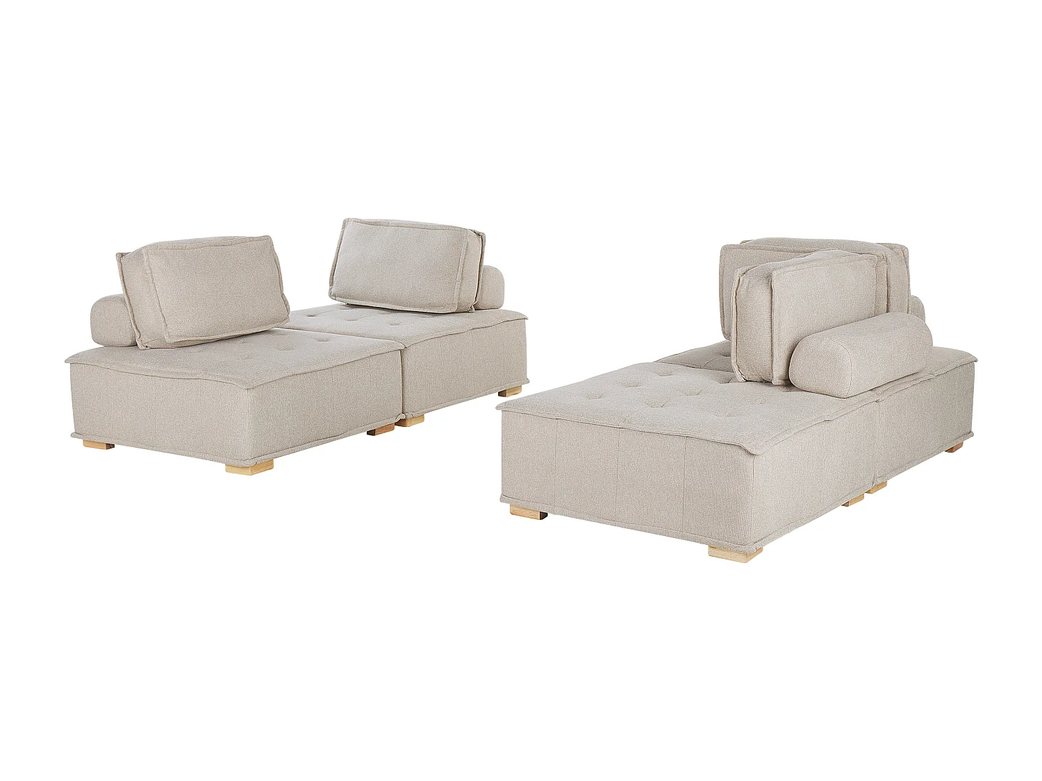 Ensemble de salon modulable TIBRO Tissu Beige clair 4 places
