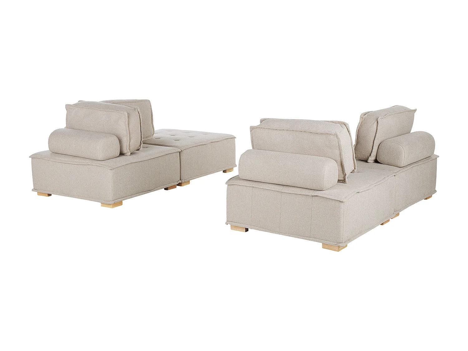 Ensemble de salon modulable TIBRO Tissu Beige clair 4 places