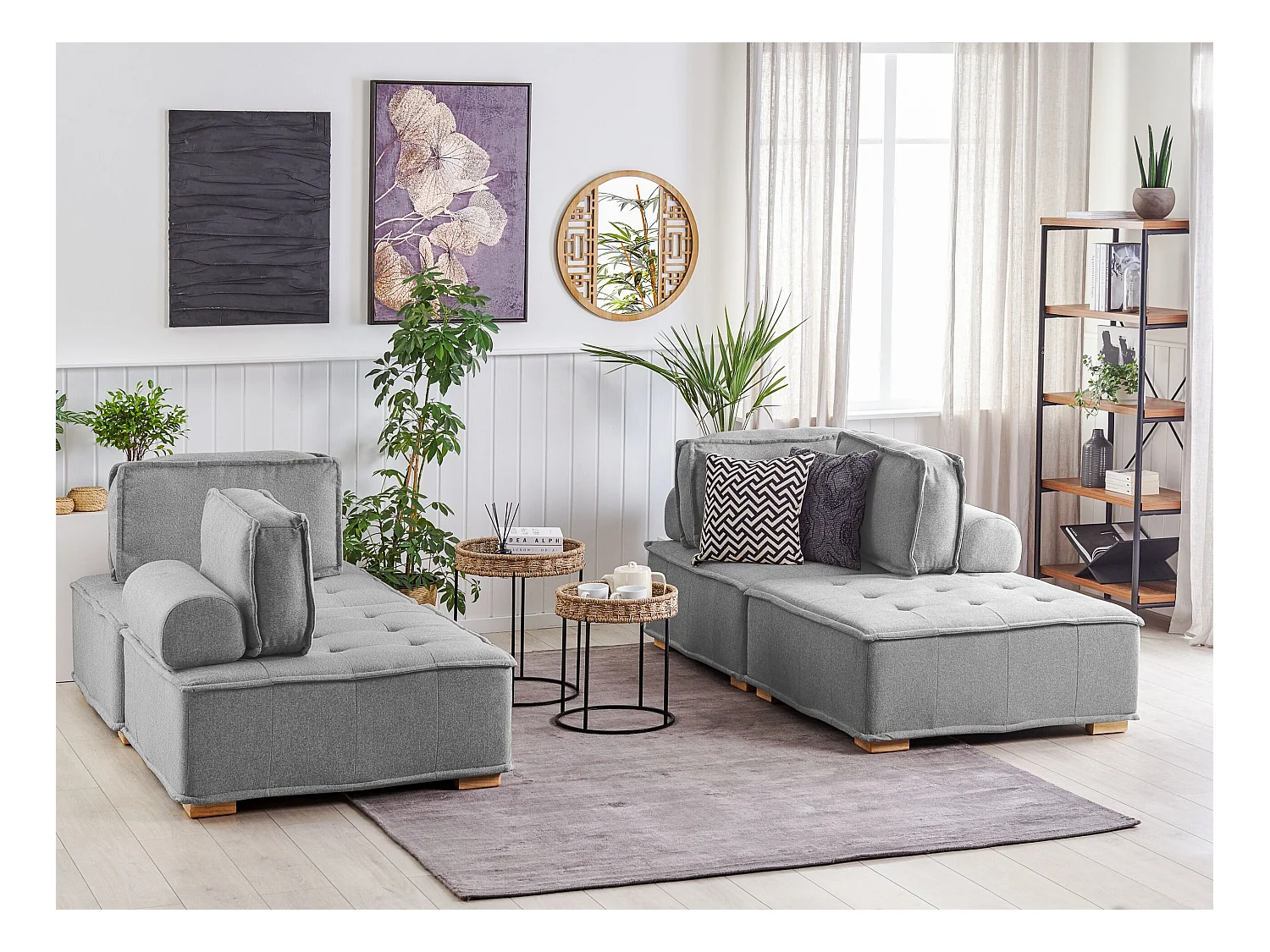 Modulaire bankenset TIBRO Stof Grijs 4-zitter