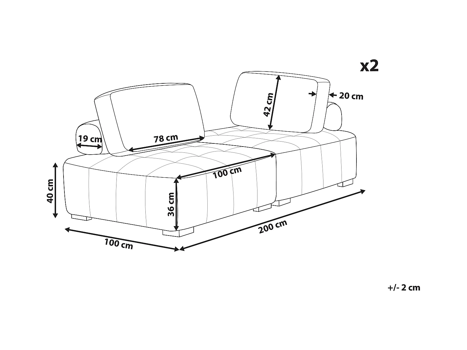 Modułowy komplet wypoczynkowy TIBRO Szary dla 4 osób
