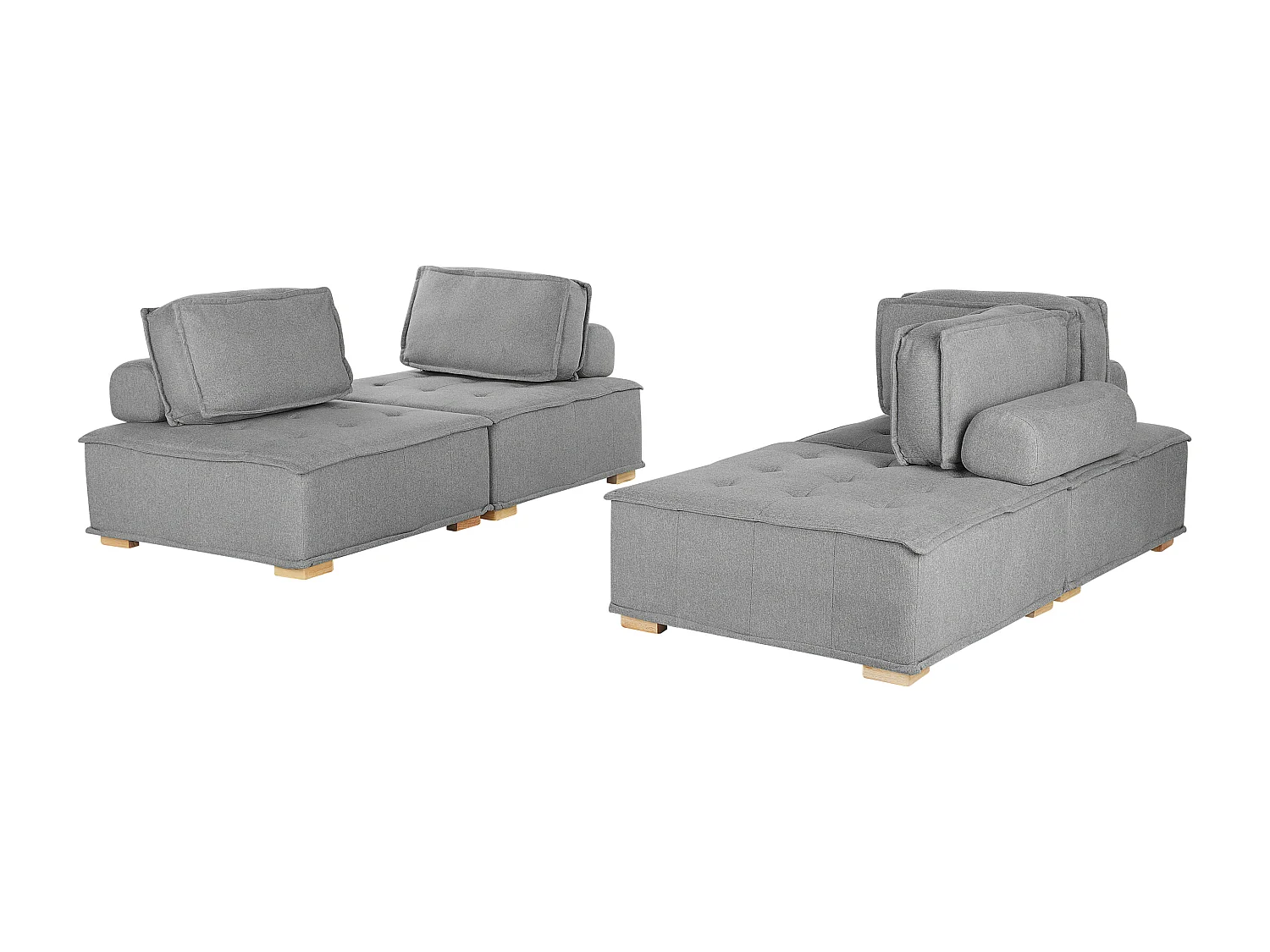 Modulares Sofa Set Polsterbezug grau zwei 2-Sitzer-Sofas mit Kissen Modern Tibro