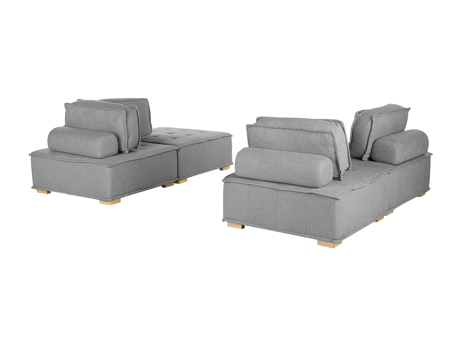 Modulares Sofa Set Polsterbezug grau zwei 2-Sitzer-Sofas mit Kissen Modern Tibro