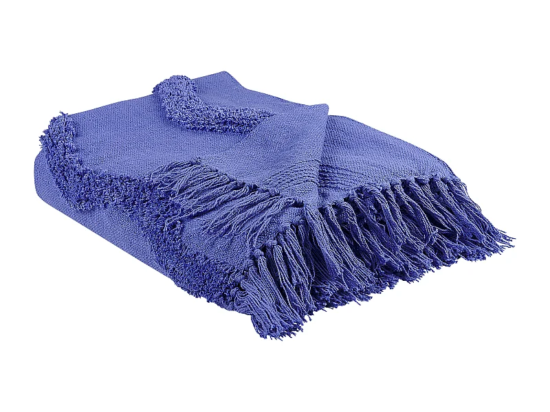 Decke Baumwolle violett 125 x 150 cm mit Fransen Wohndecke Überwurf Modern Khari