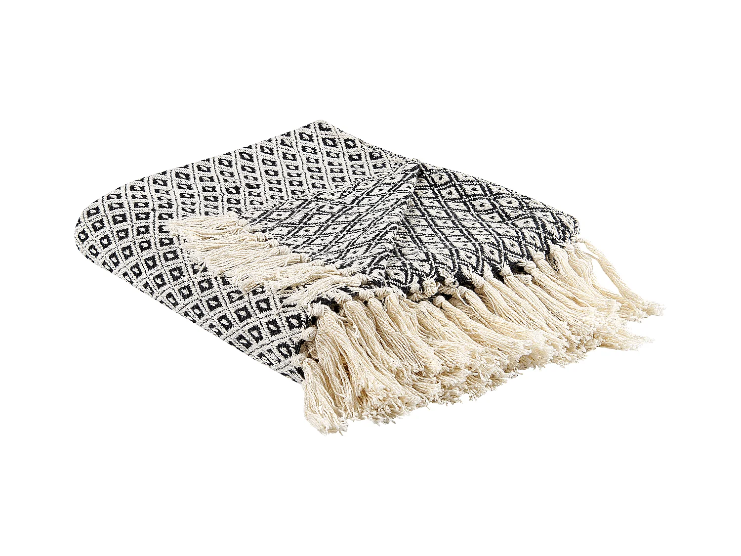 Kuscheldecke CHYAMA Baumwolle 125 x 150 cm Schwarz / Beige