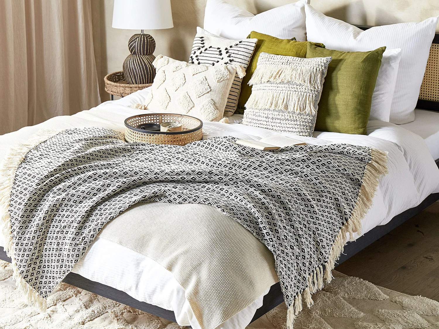 Couverture CHYAMA Coton 125 x 150 cm Noir/beige