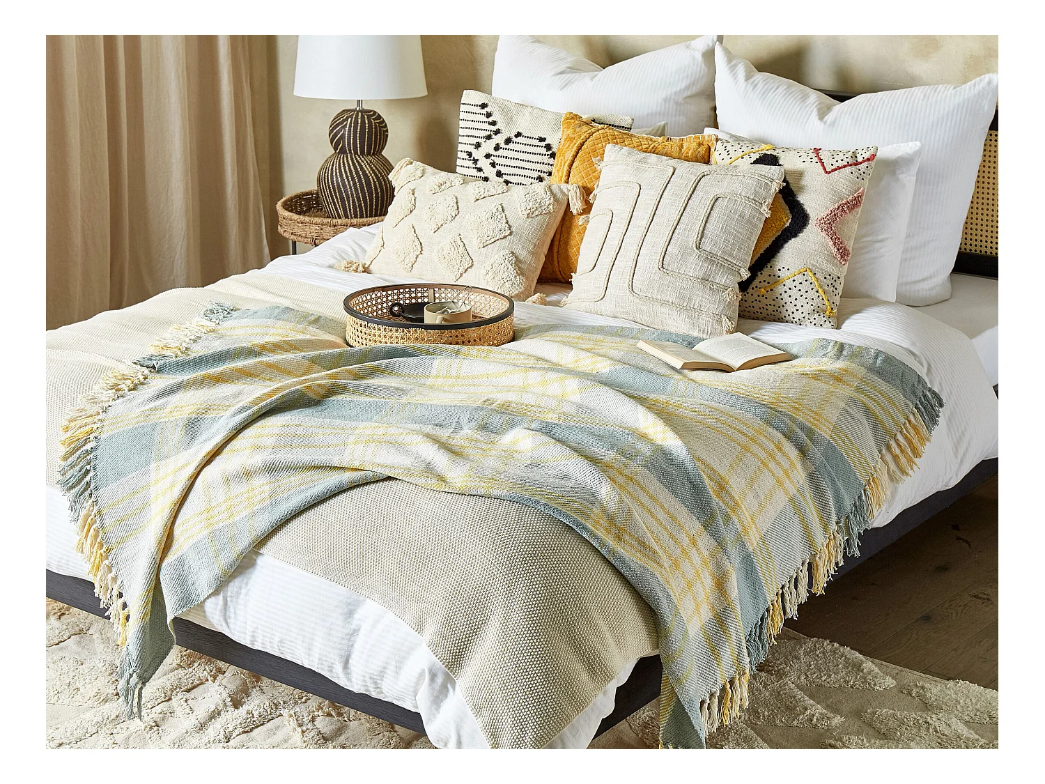 Plaid BETALI Katoen 125 x 150 cm Geel